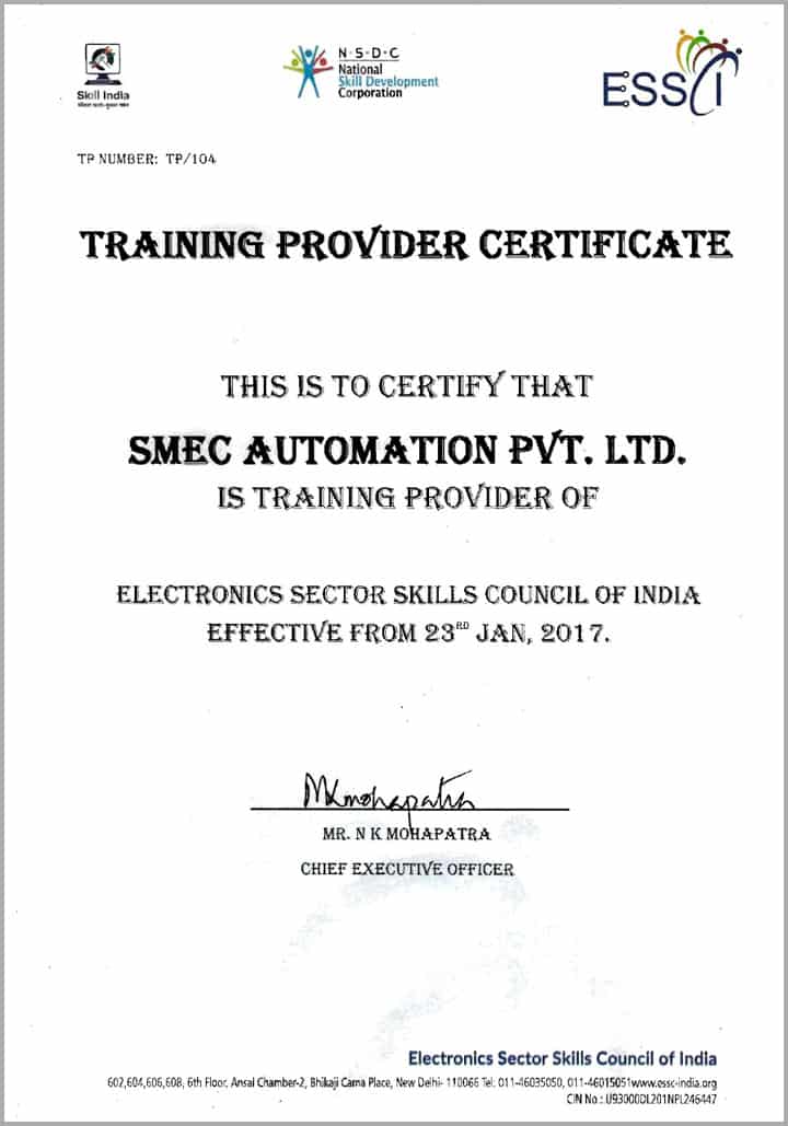 electronic essci-smec-certificate-Trivandrum