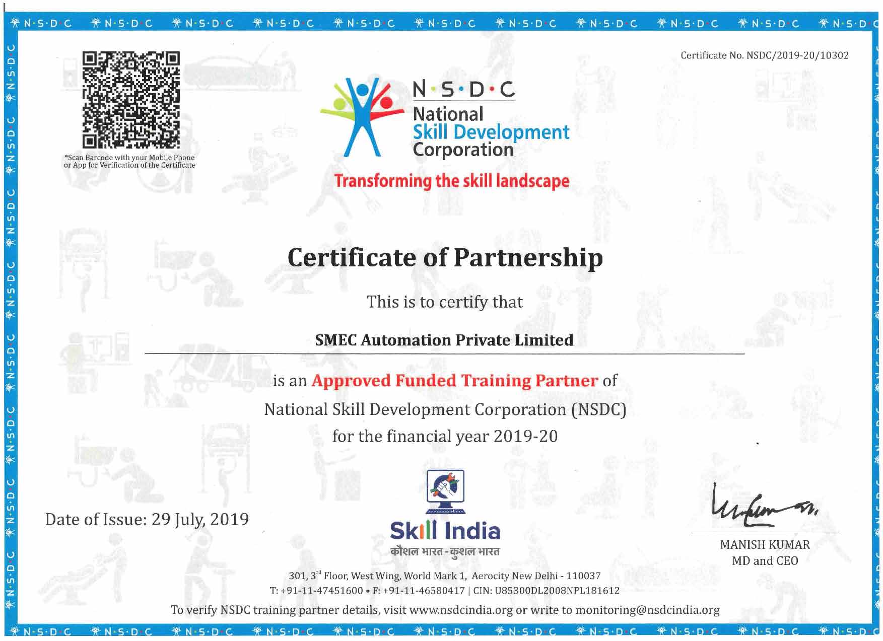 nsdc approved training partner-bms training Bengaluru Karnataka